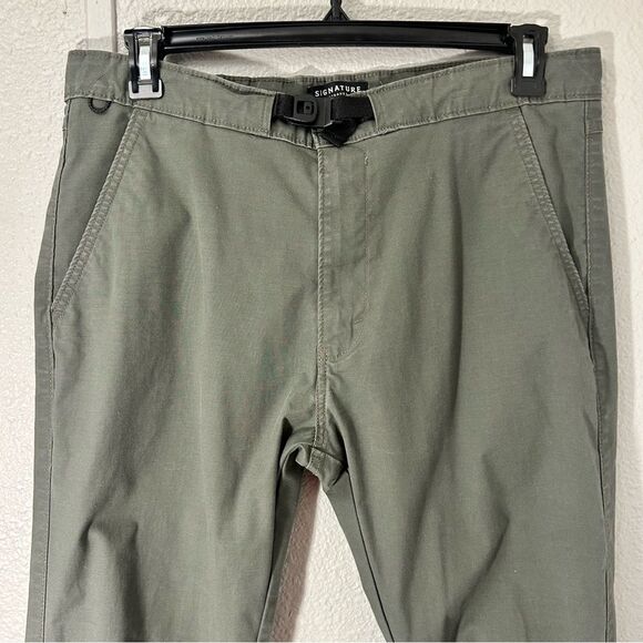 Signature Levi Strauss & Co Green Straight Leg Pants with Black Belt Size 36 - Picture 2 of 14